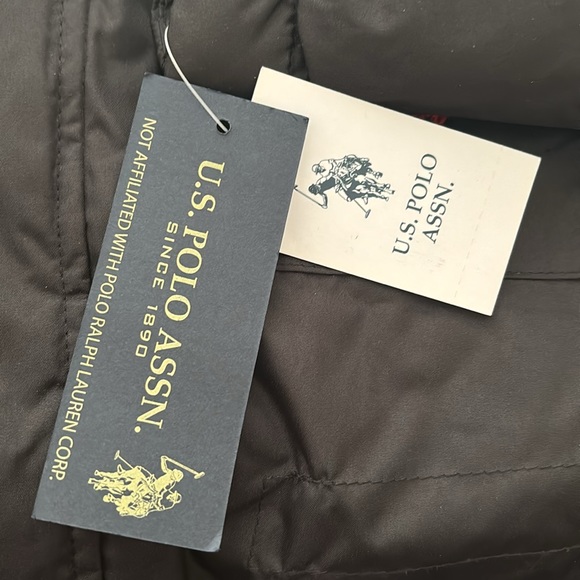 NWT U.S. Polo Assn. Boys Black Coat with Detachable Fur Hood - Picture 8 of 8